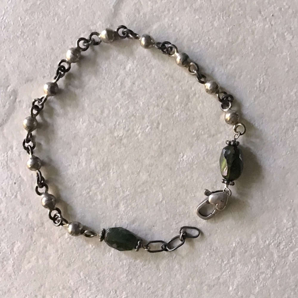 Sterling Silver and Tourmaline Beaded Bracelet